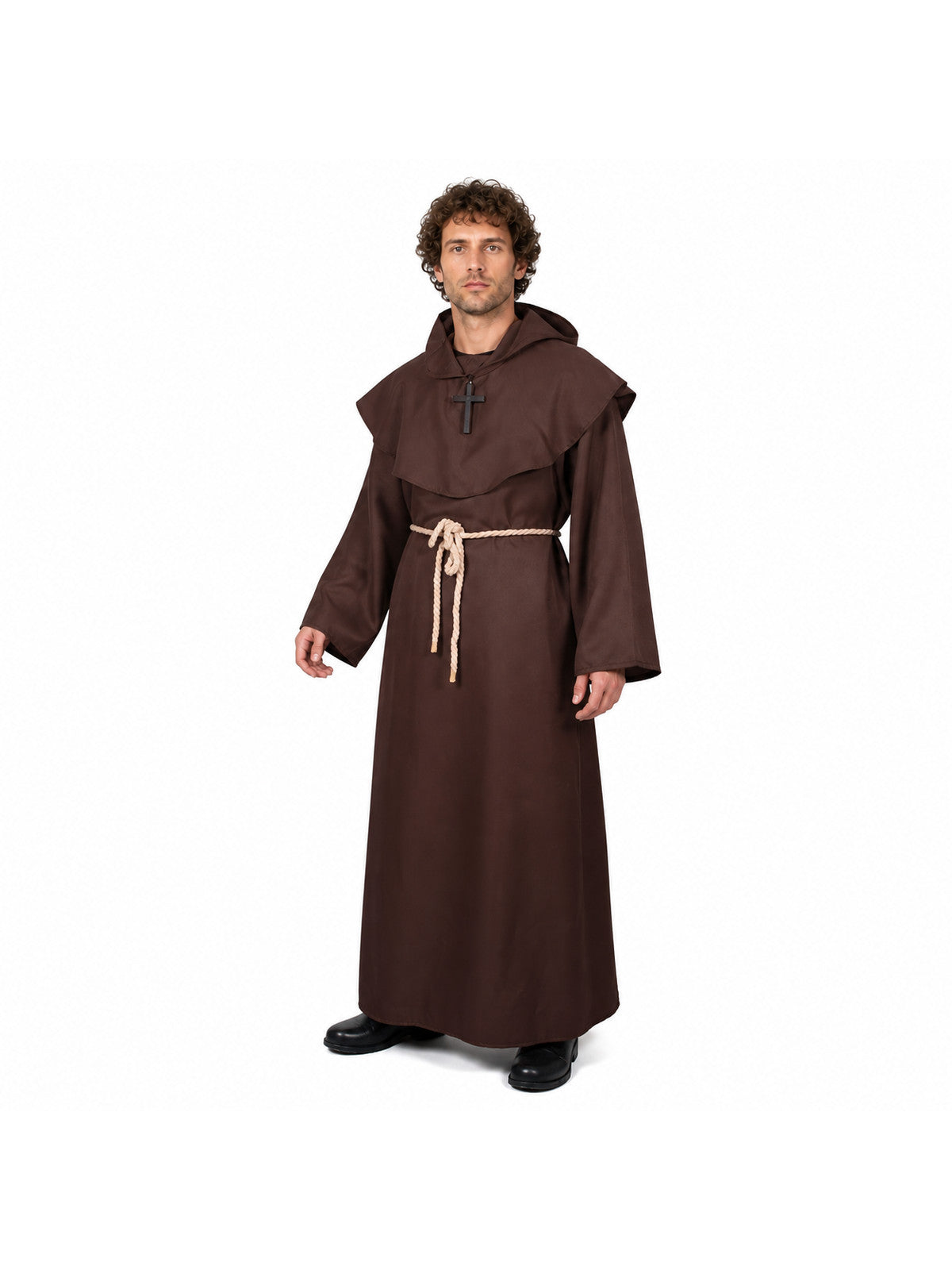 Long Hooded Cassock with Cape and Cross Costume Capes detail