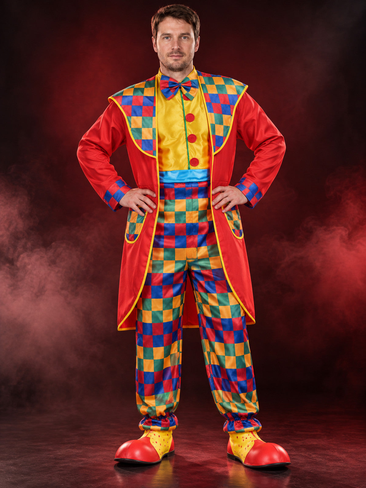Adult Clown Costume with Bow Tie