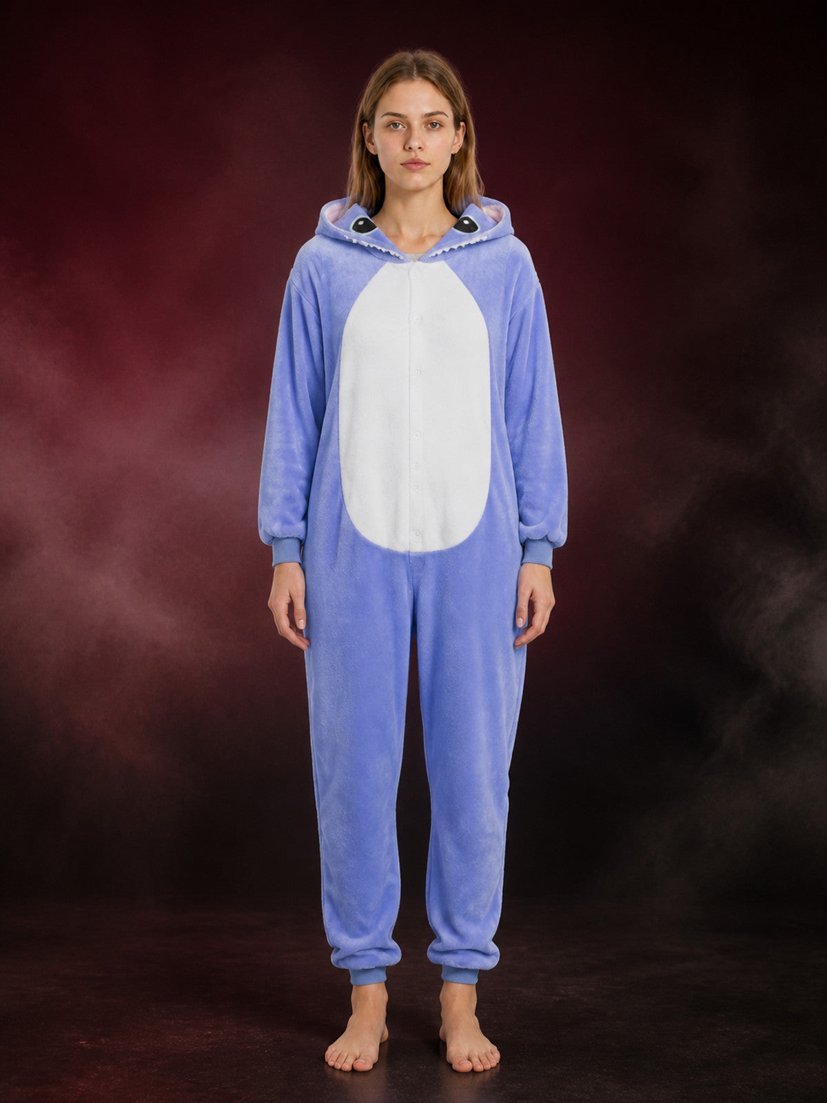 Husky Animal Hooded One-Piece Pajama Costume, Flannel Fall and Winter Loungewear main product view