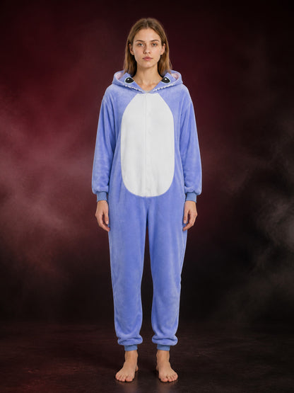 Husky Animal Hooded One-Piece Pajama Costume, Flannel Fall and Winter Loungewear main product view