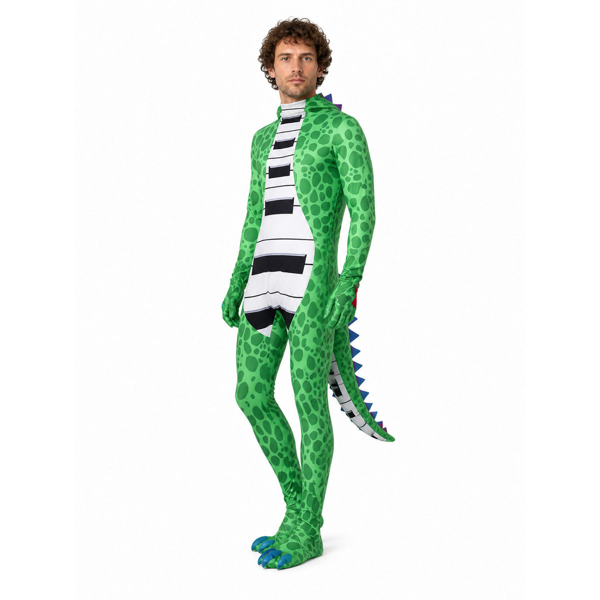 Green Dinosaur Hooded Jumpsuit Costume Costumes detail