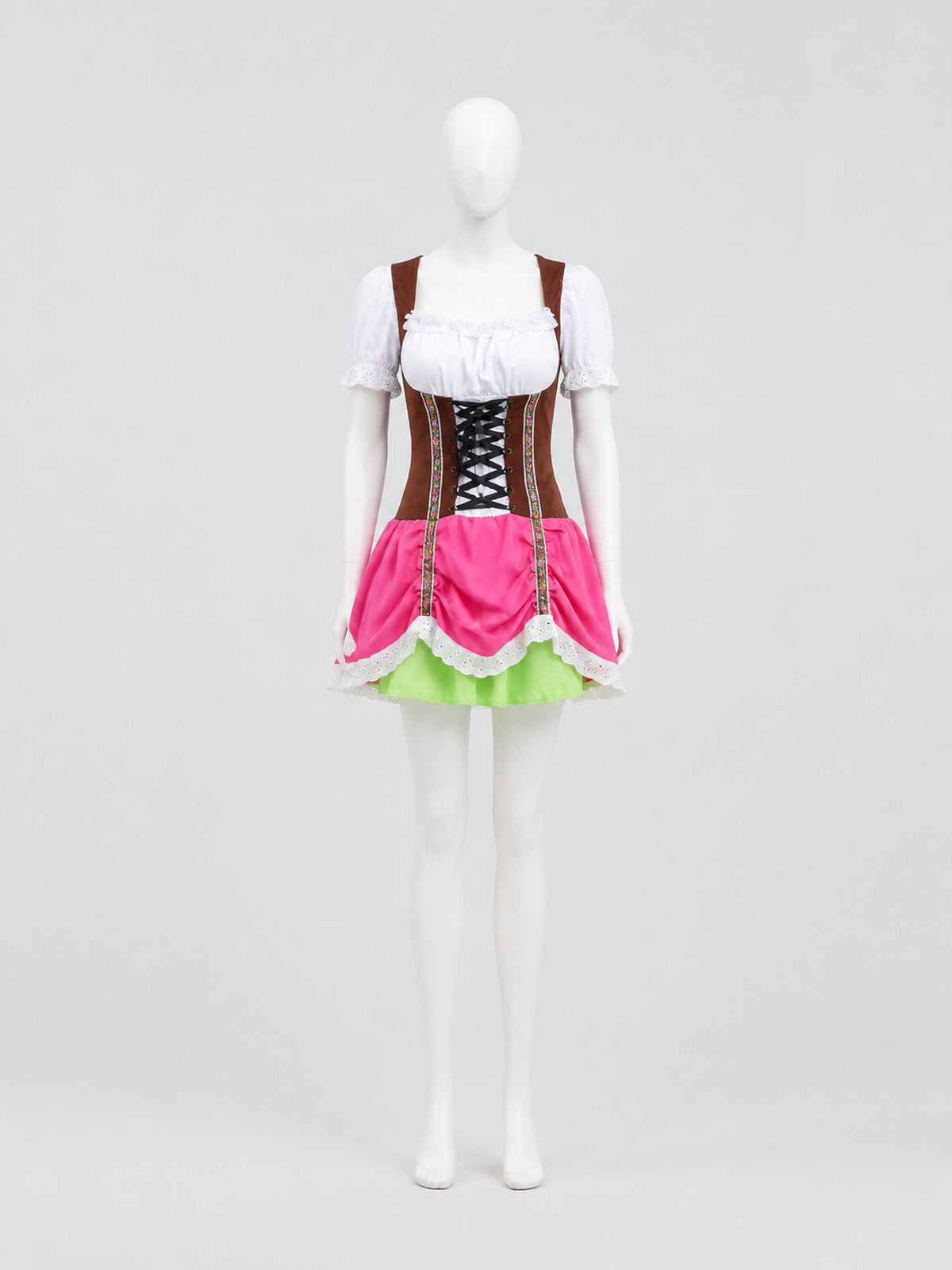Bavarian-Style Dress with a Corset Bodice and Lace Costume Dresses detail