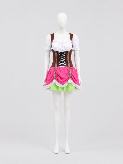 Bavarian-Style Dress with a Corset Bodice and Lace Costume Dresses detail