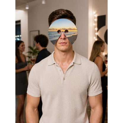 White Mirrored Halloween Mask for Cosplay and Parties lifestyle view