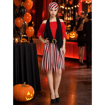 Pirate costume with top, vest, and skirt lifestyle view