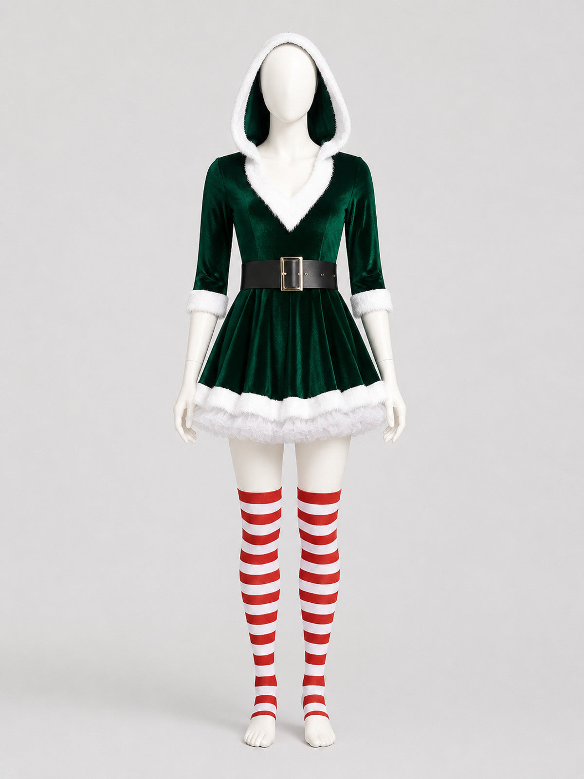 Green Santa Christmas Dress with White Fur