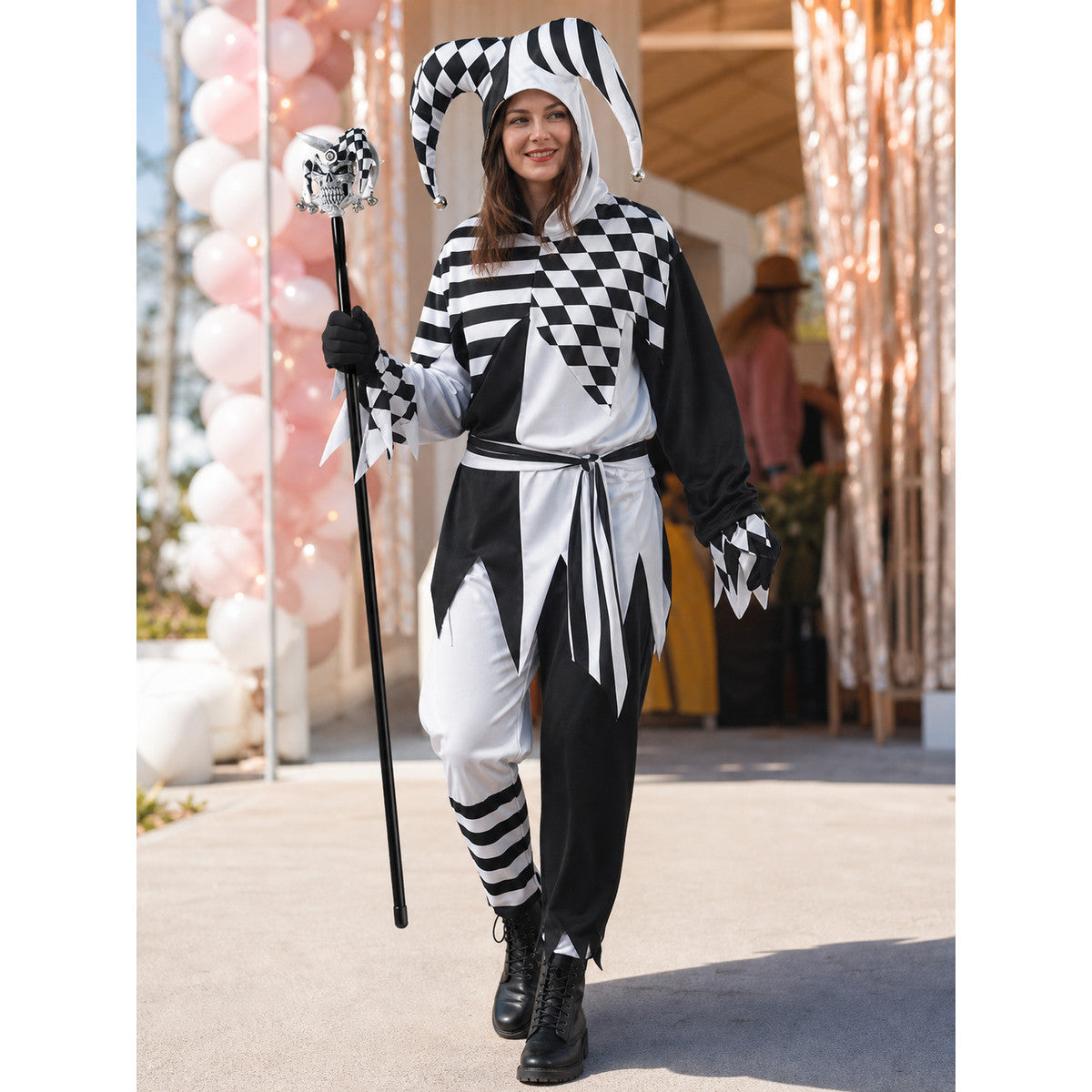 Halloween Skeleton Jester Costume lifestyle
