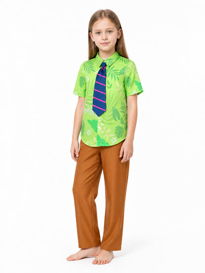 Nick the Fox costume with a green shirt, trousers, and tie