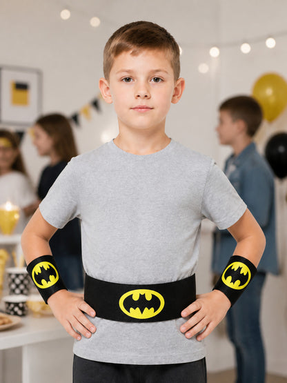 Set: Black Belt and Wristbands with Yellow Emblems lifestyle view