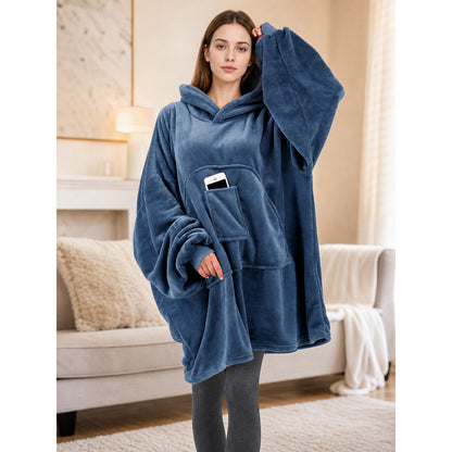 Hooded blanket hoodie with sleeves and a pocket lifestyle