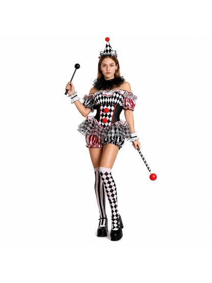 Clown Jumpsuit with Diamond Pattern and Jabot product detail