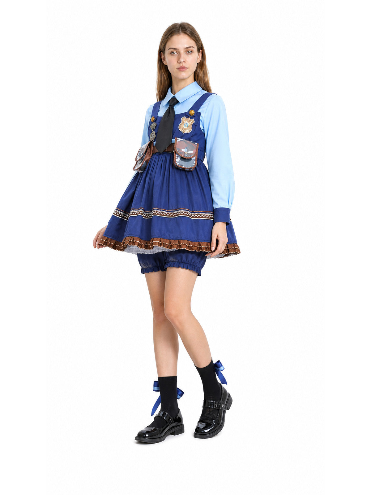 Police Cosplay Costume with Skirt and Badge Costumes detail