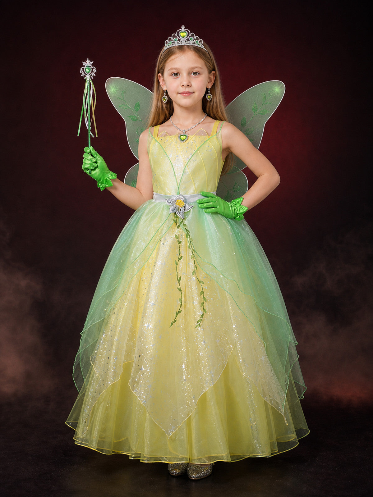 Girls' Princess Butterfly Costume Dress with LED Lights and Gradient Tulle main product view