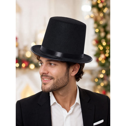 Black Carnival Top Hat with Wide Brim lifestyle view