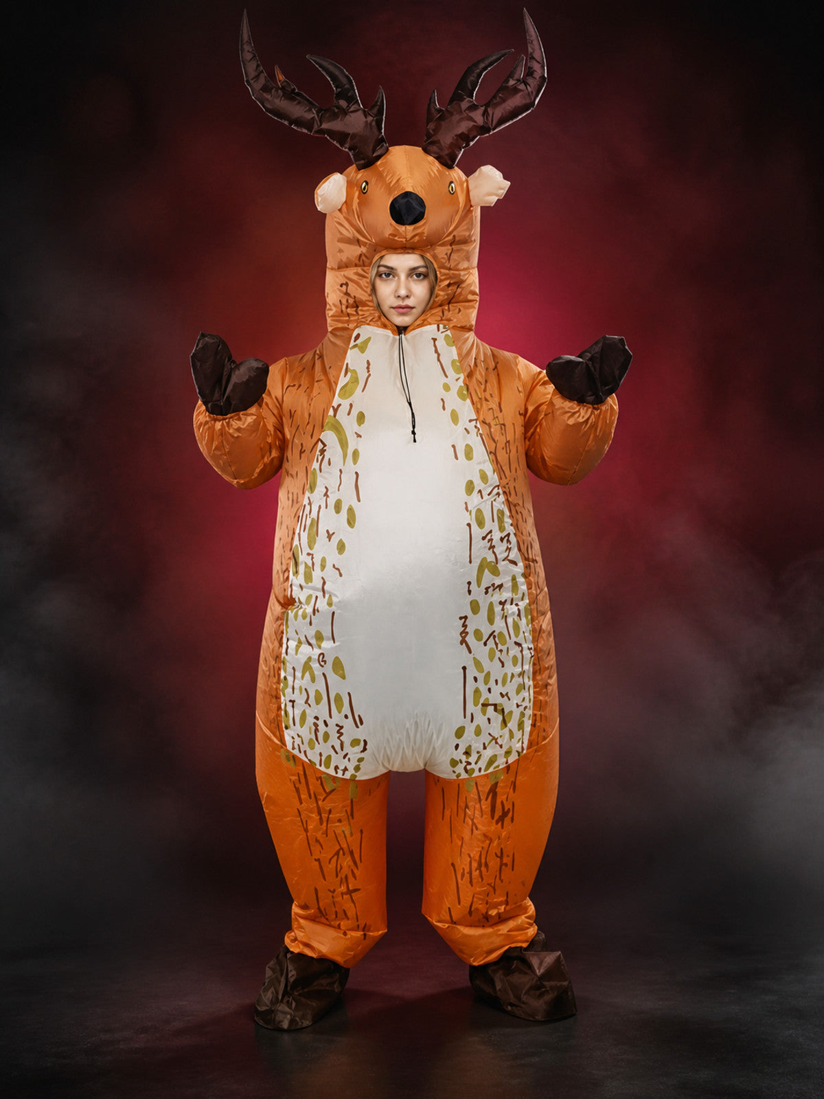 Inflatable Deer Costume, Funny Halloween Outfit with Antlers and Hooves main product view