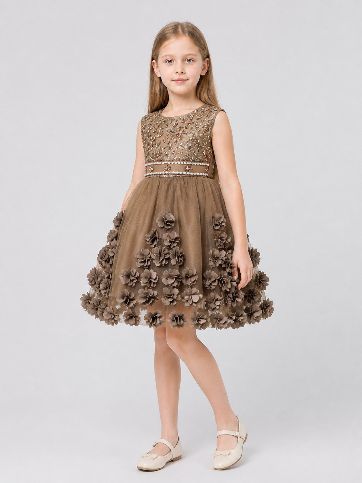Children's Dressy Tutu Dress with Flowers and Sequins Costume Dresses detail