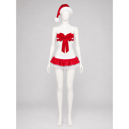 Santa Claus Christmas Costume with a Crop Top and Short Skirt lifestyle