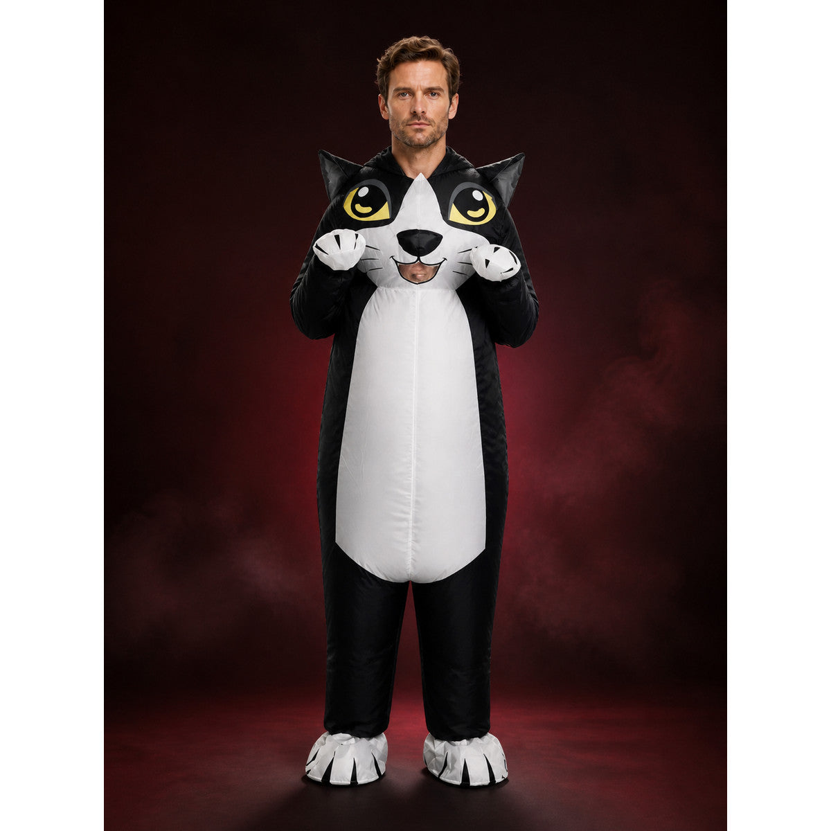 Inflatable Cat Halloween Costume Jumpsuit, Cartoon Animal Performance Outfit main product view