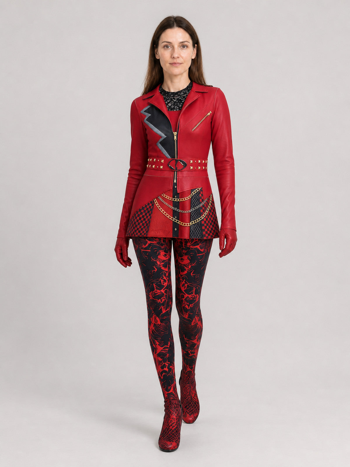 Red Cosplay Jumpsuit from Descendants 5, Red and Black Costumes detail