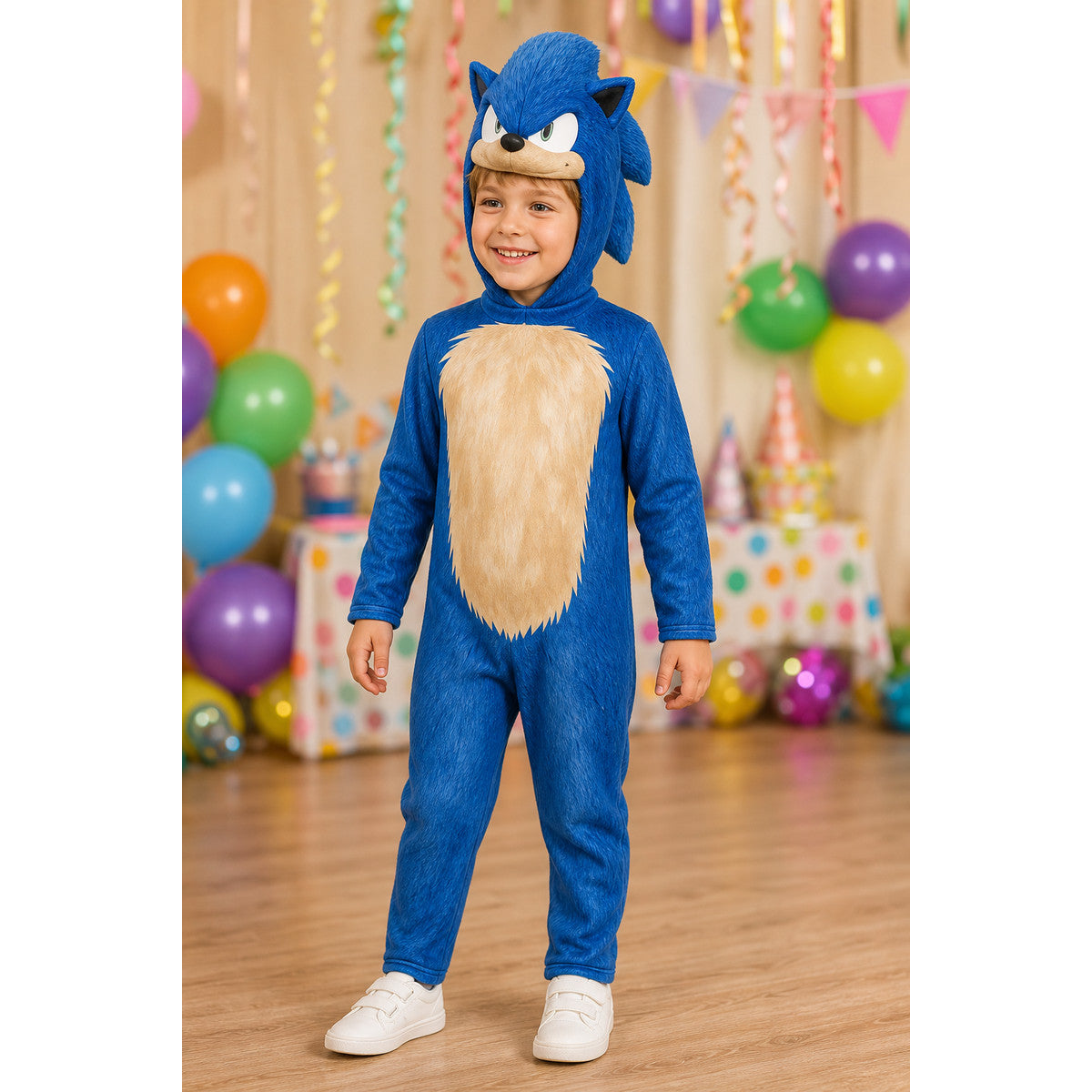 Blue Hedgehog Hooded Halloween Costume lifestyle view