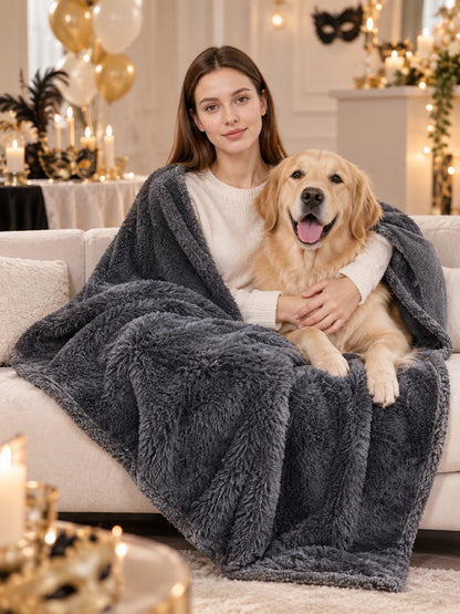 Reversible Pet Blanket, Dark Gray lifestyle view