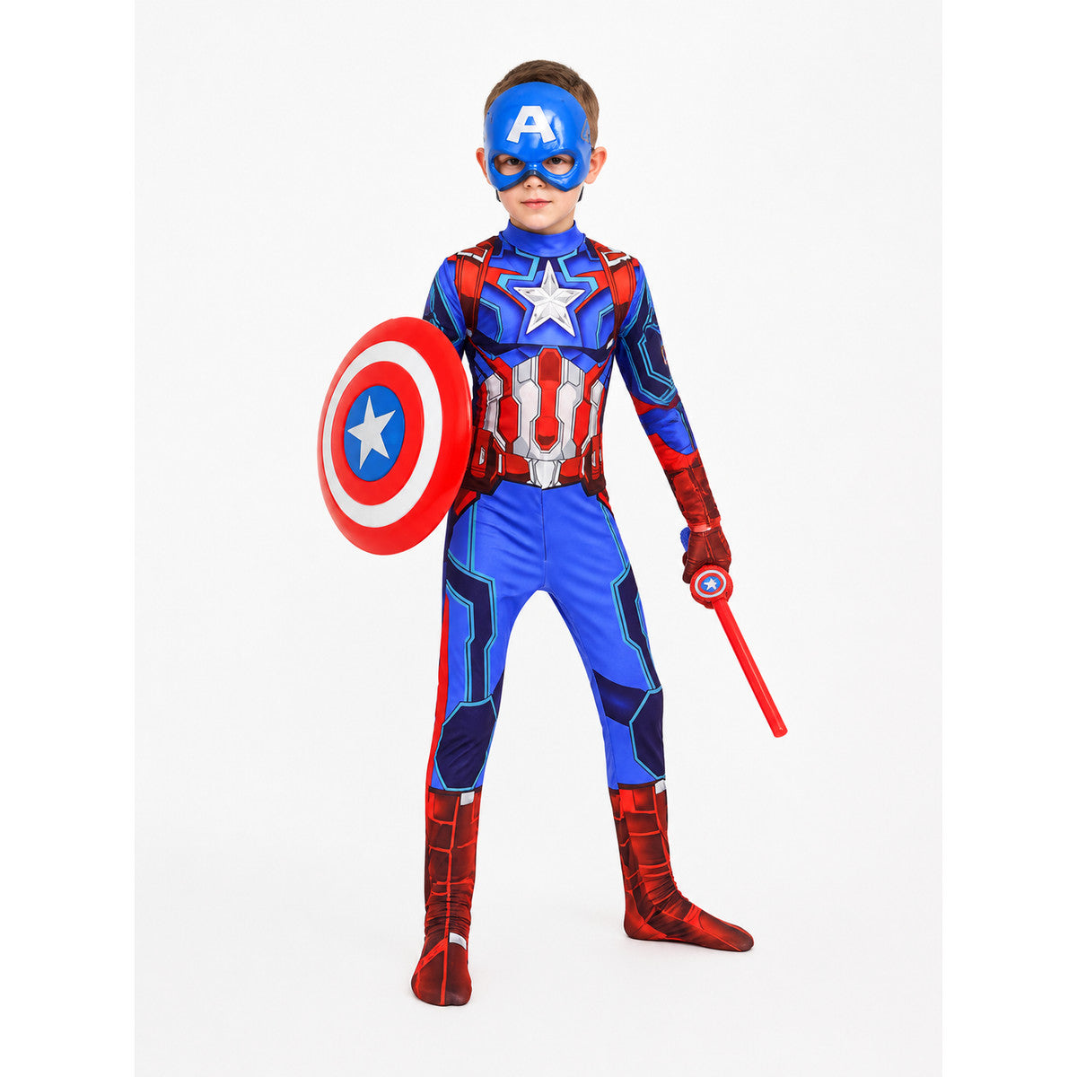 Captain America Costume with Mask and Shield Costume Masks detail