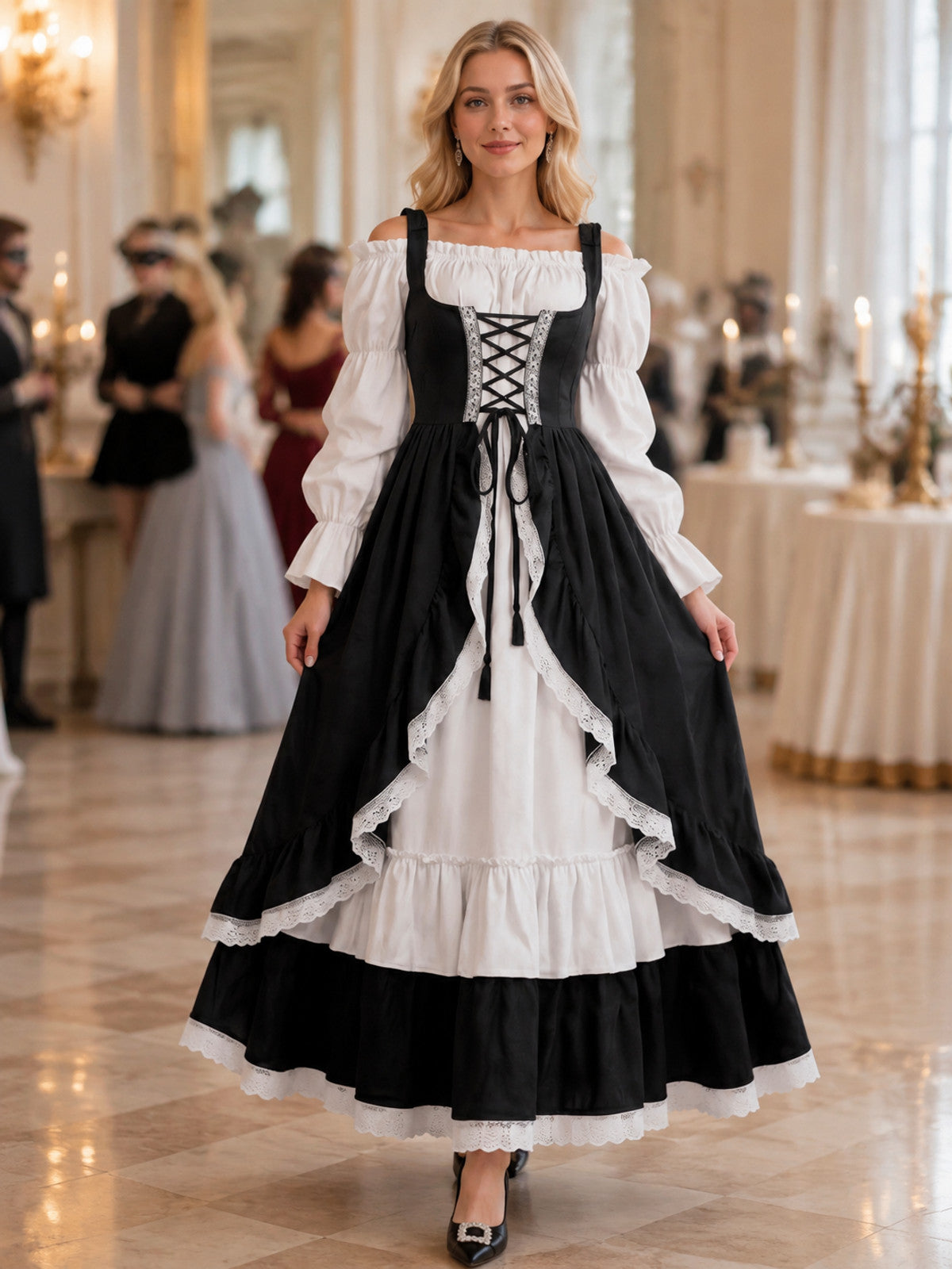 Long Victorian-Style Dress with a Corset Bodice lifestyle view