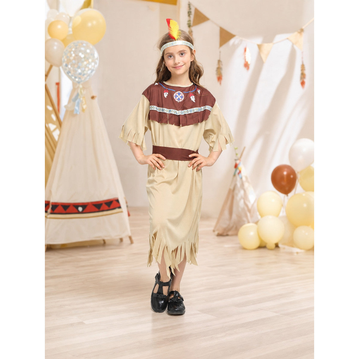 Native American-style carnival costume with dress lifestyle view