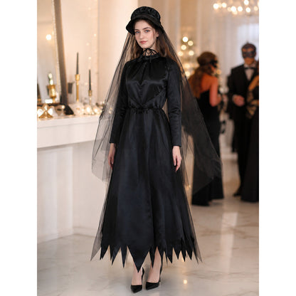 Witch Costume with Hat and Sheer Veil