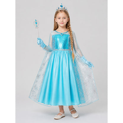 Elsa Costume for Girls with Dress, Crown, and Wand Costume Dresses detail