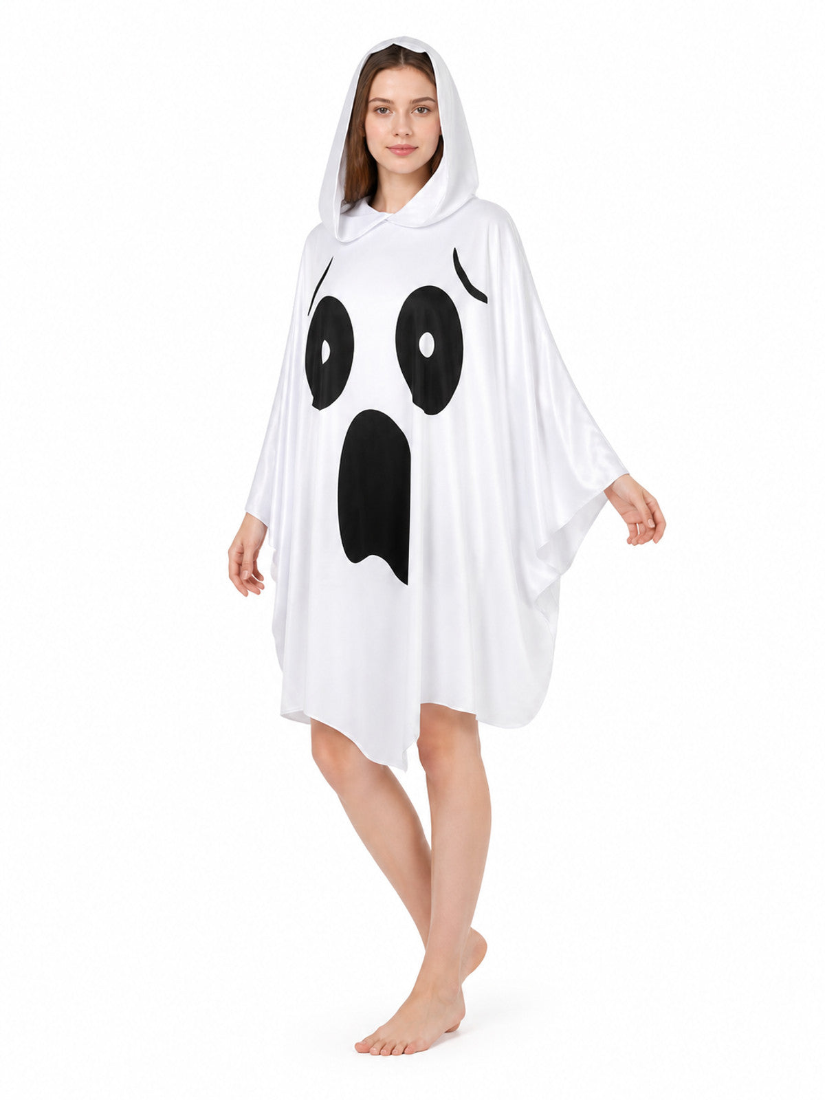 Ghost Costume with Hood and Wide Sleeves