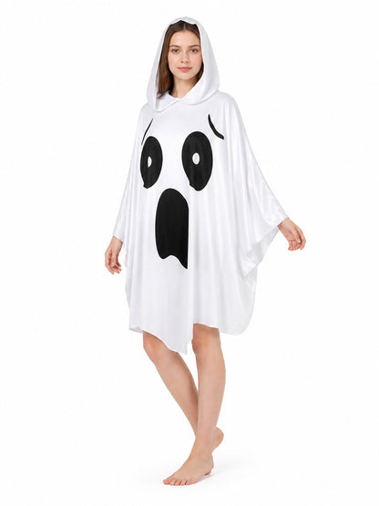 Ghost Costume with Hood and Wide Sleeves