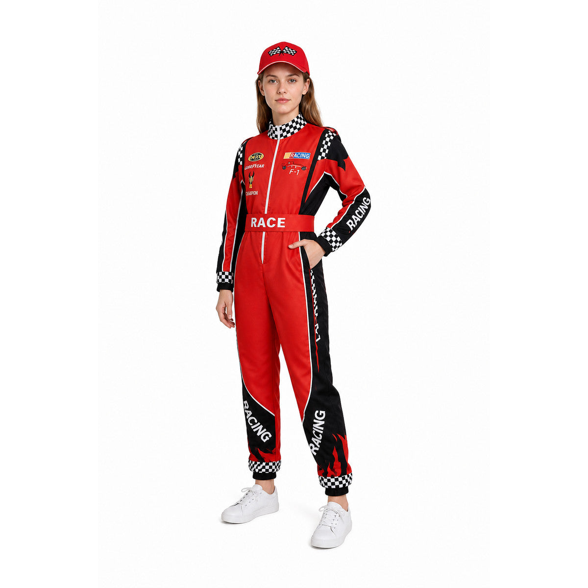 Children's Racing Jumpsuit with Checkered Print lifestyle