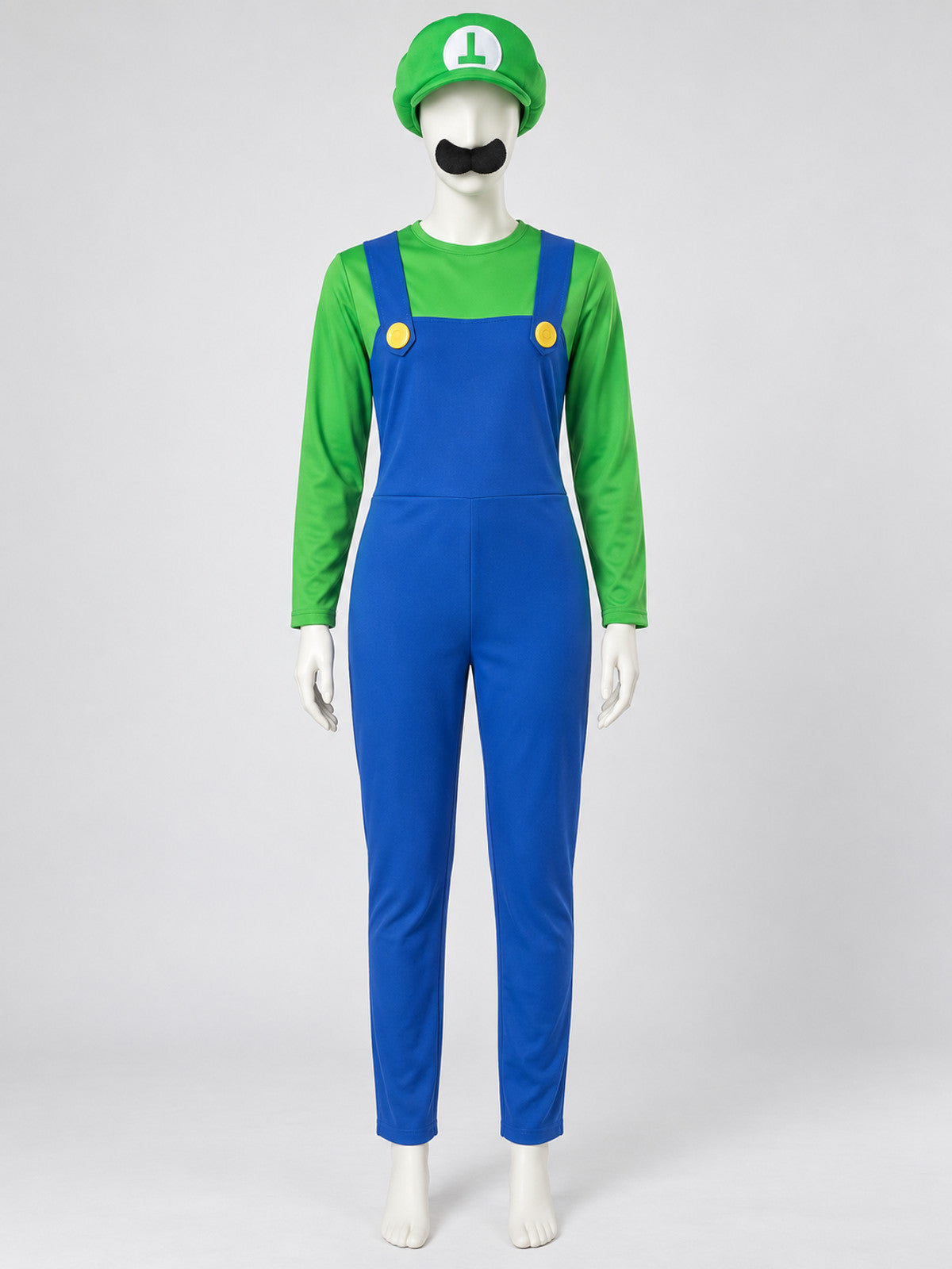 Mario Carnival Costume, Green and Blue, with Hat and Beard side view