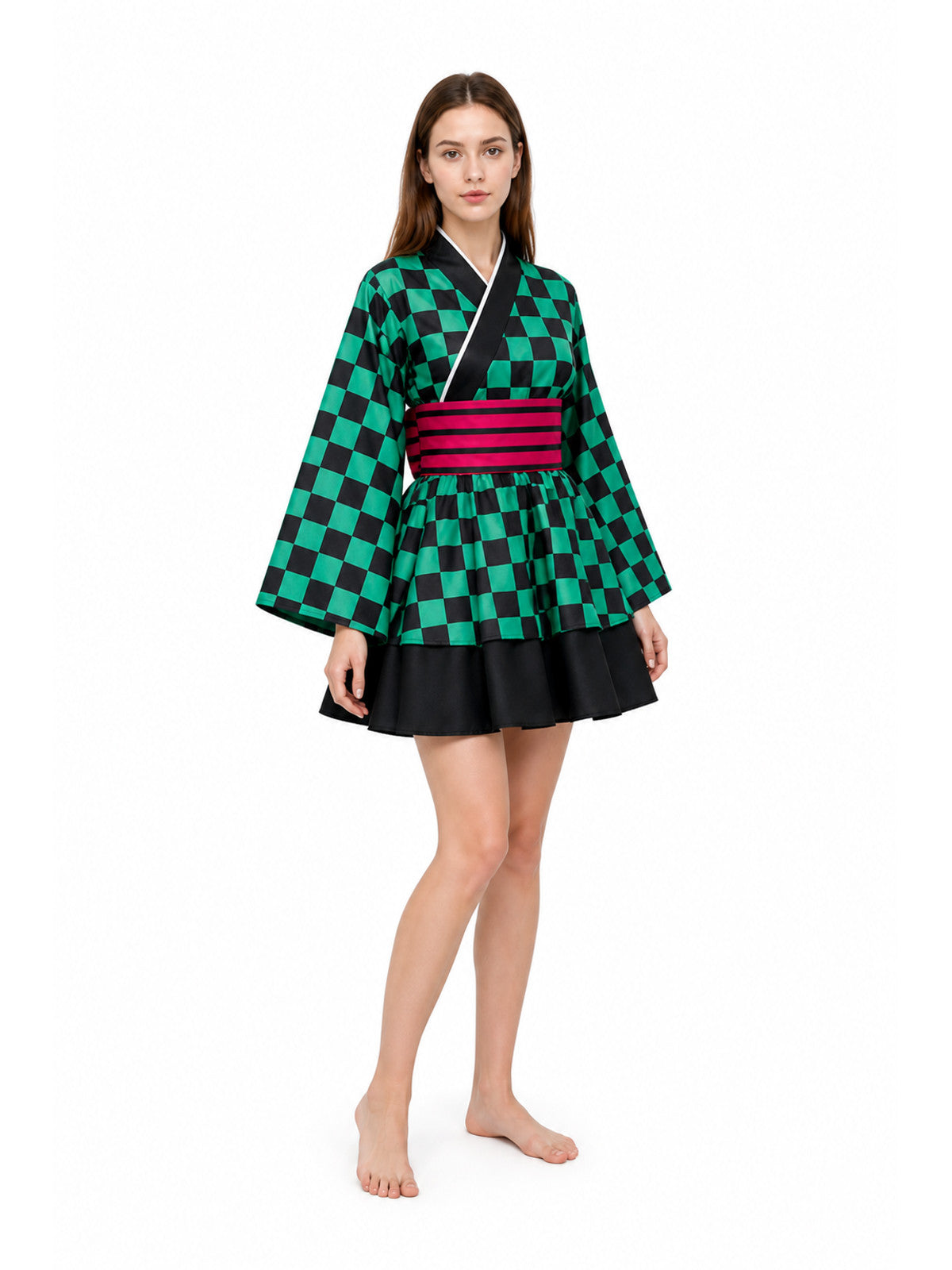 Kimono-Style Cosplay Dress with Wide Sleeves
