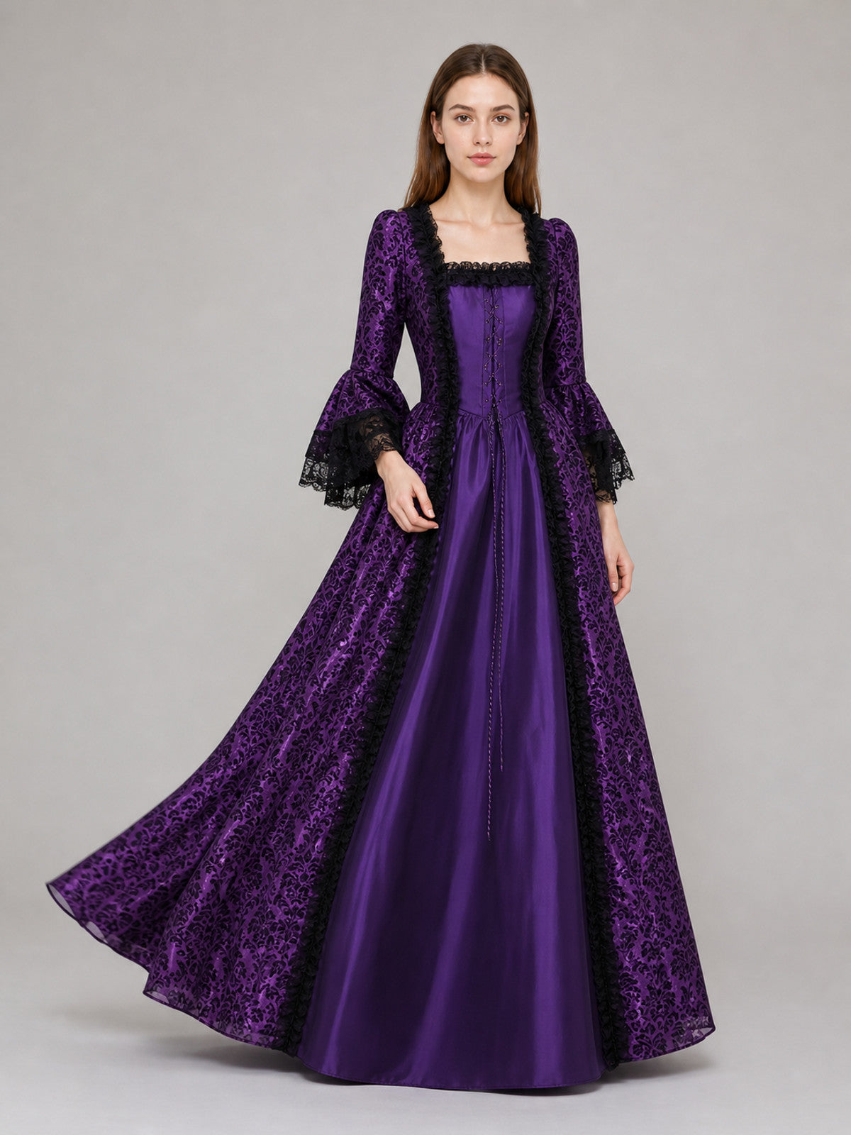Gothic Historical Dress with Wide Sleeves