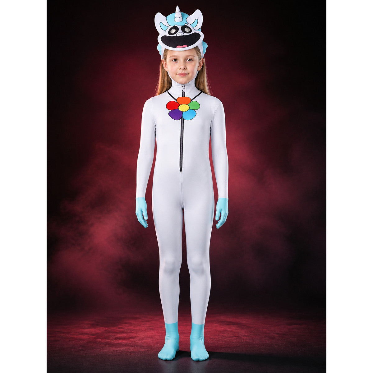 Unicorn Full Body Cartoon Animal Jumpsuit Costume with Hood and Gloves main product view
