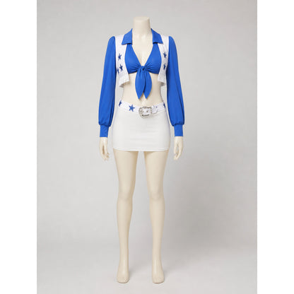 Blue and White Stage Costume with Fringe and Stars