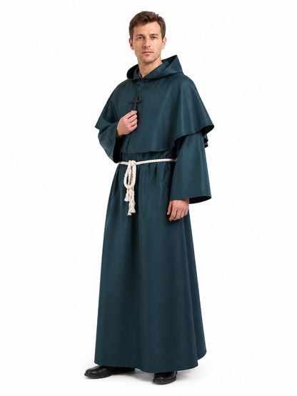 Dark Green Hooded Robe with Belt