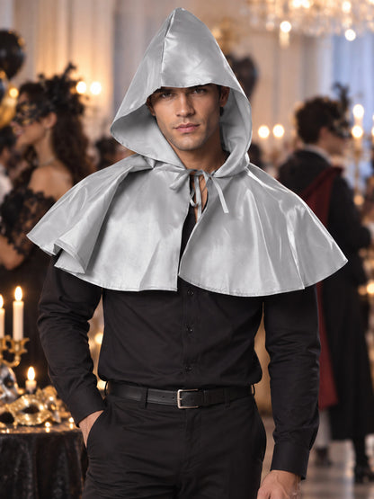 Silver Shiny Hooded Carnival Cape