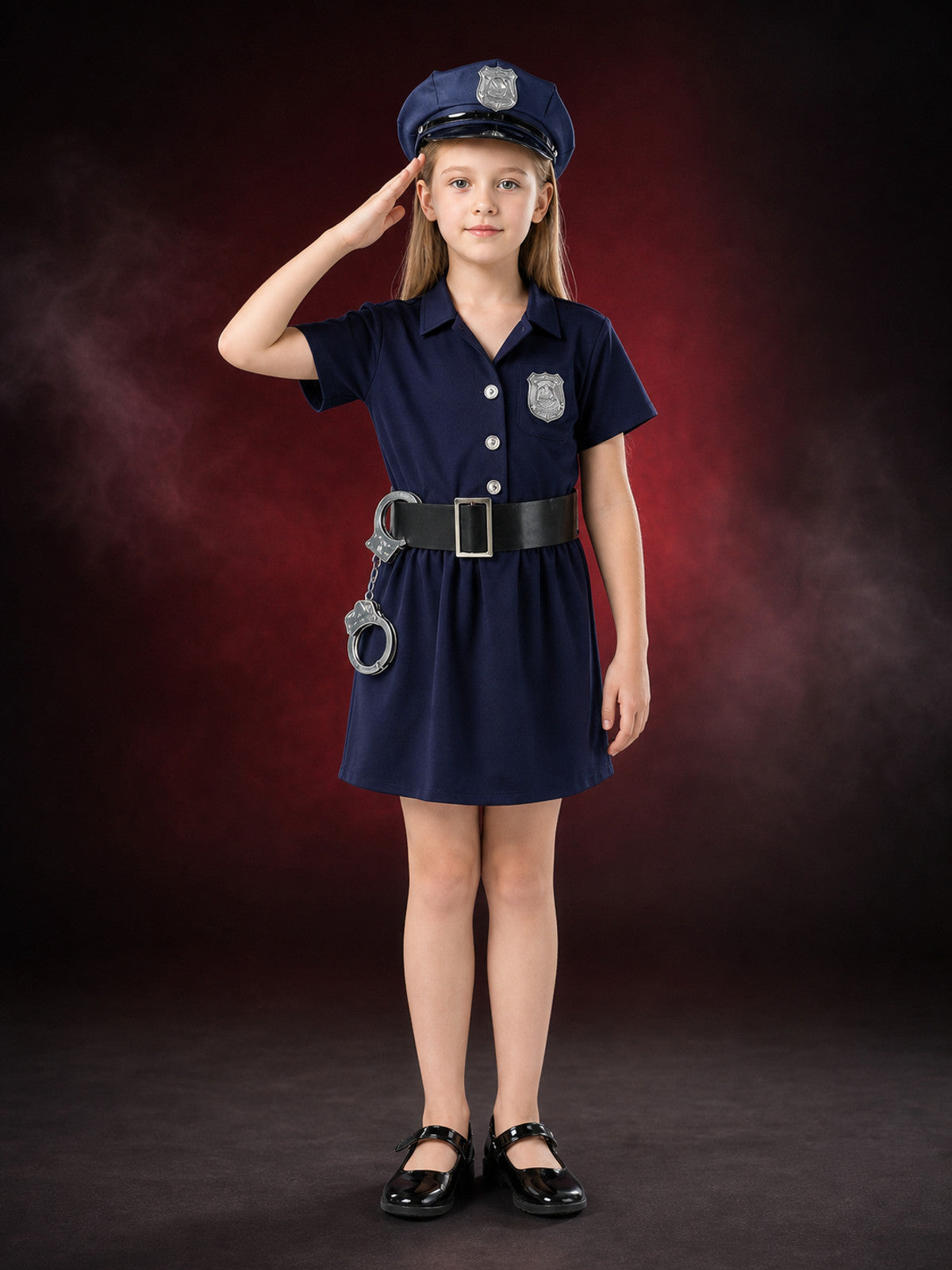 Halloween Police Costume Set with Hat, Belt, Handcuffs and Badge Details main product view