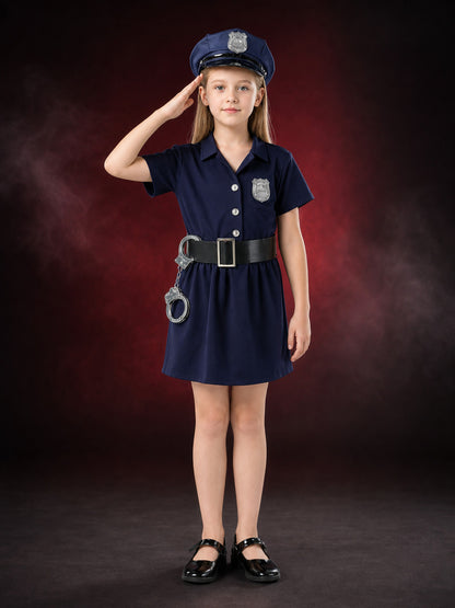 Halloween Police Costume Set with Hat, Belt, Handcuffs and Badge Details main product view
