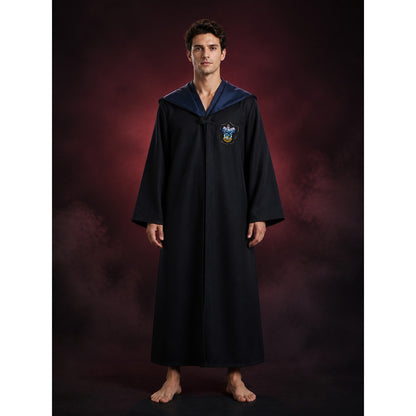 Wizard Academy Long-Sleeve Robe Costume, Dark Blue And Black Halloween Outfit main product view