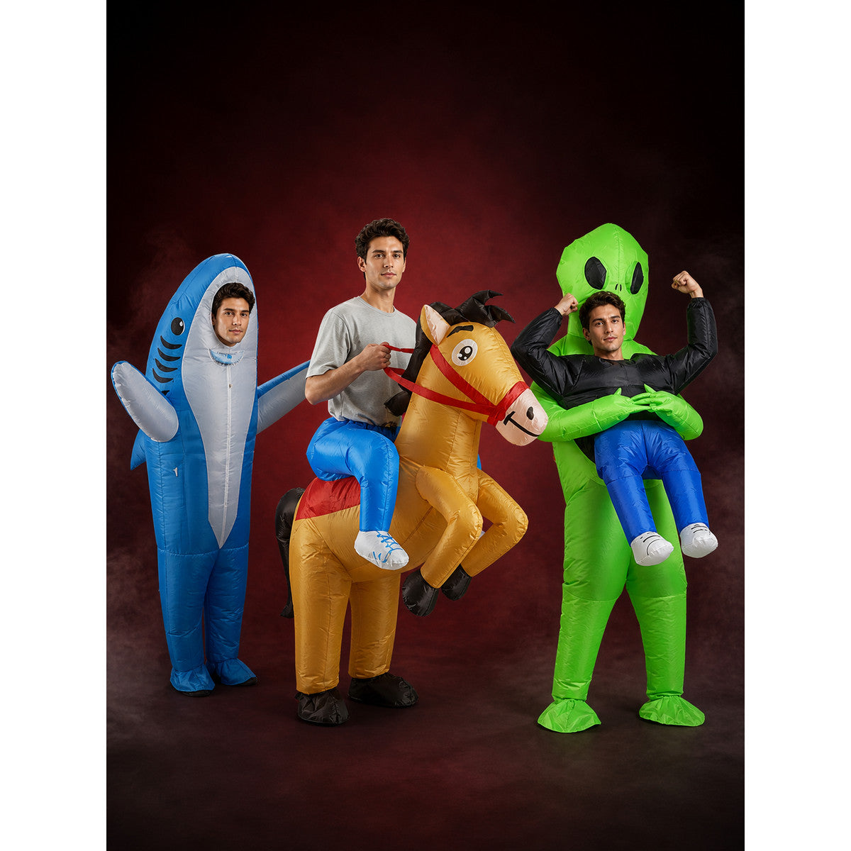 Inflatable Shark Horse Alien Costume Set, Cartoon Halloween Party Outfit main product view