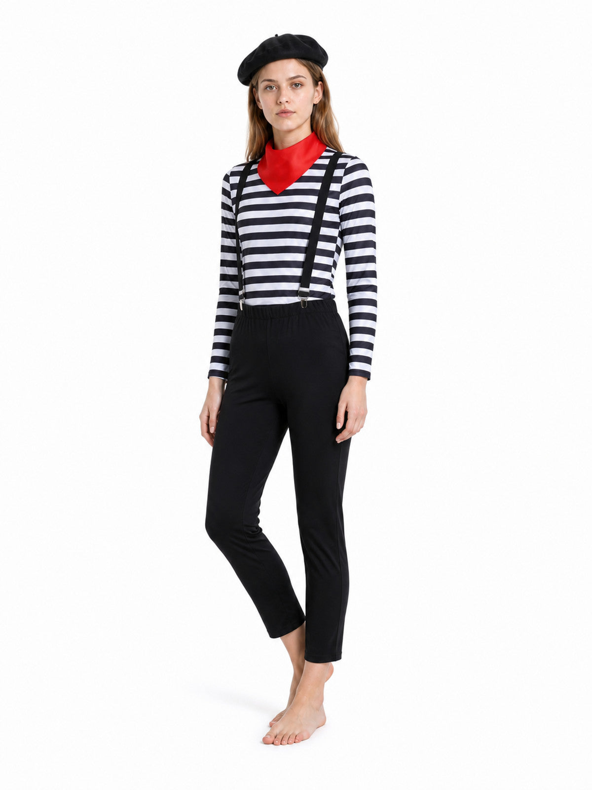 Striped Cat Costume with Suspenders
