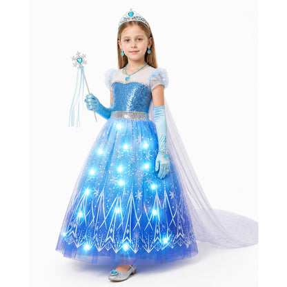 Glowing Elsa Costume with Crown and Wand Costume Headwear detail