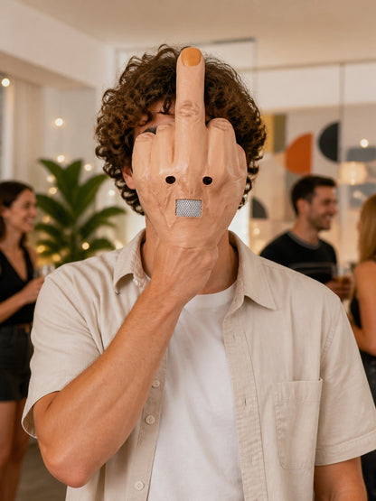 Brown Halloween Carnival Middle Finger Mask lifestyle view