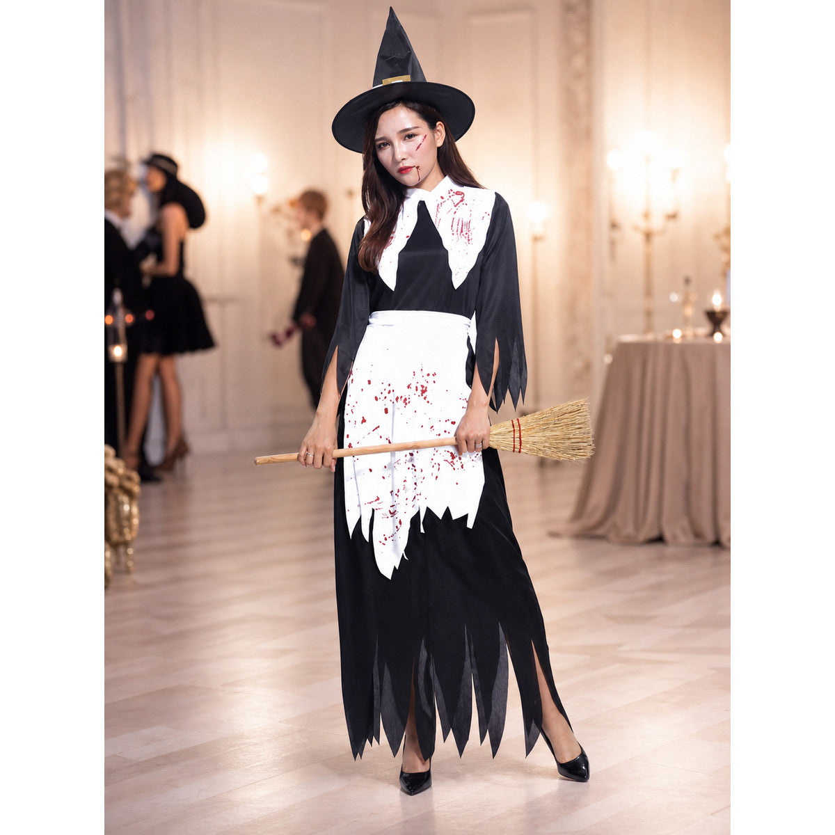 Witch Costume with Hat and Broom for Cosplay