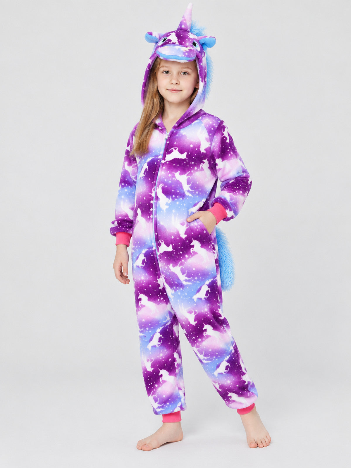 Kids' Hooded One-Piece Pajama with Horn and Tail