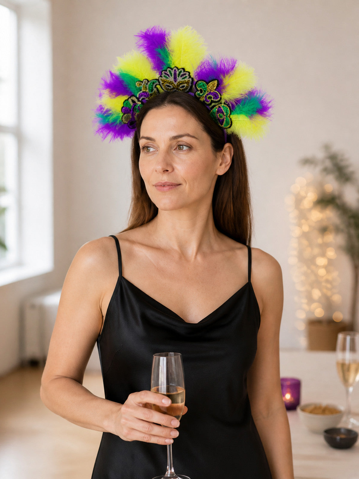 Halloween Carnival Headband with Feathers and Masks lifestyle view